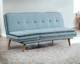 72" Blue Linen And Brown Sofa